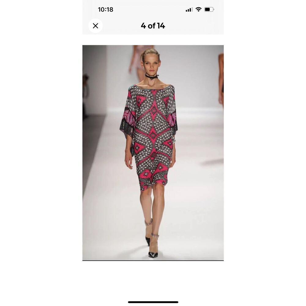 Custo Barcelona Y2K Geo Pattern Kimono Sleeve Mini Dress Size S - Picture 3 of 16